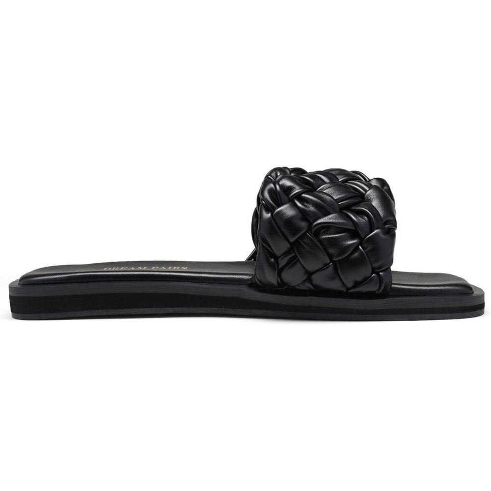 Women's Square Open Toe Slide Sandals Cute Slip on Braided Strap - Picture 2 of 6